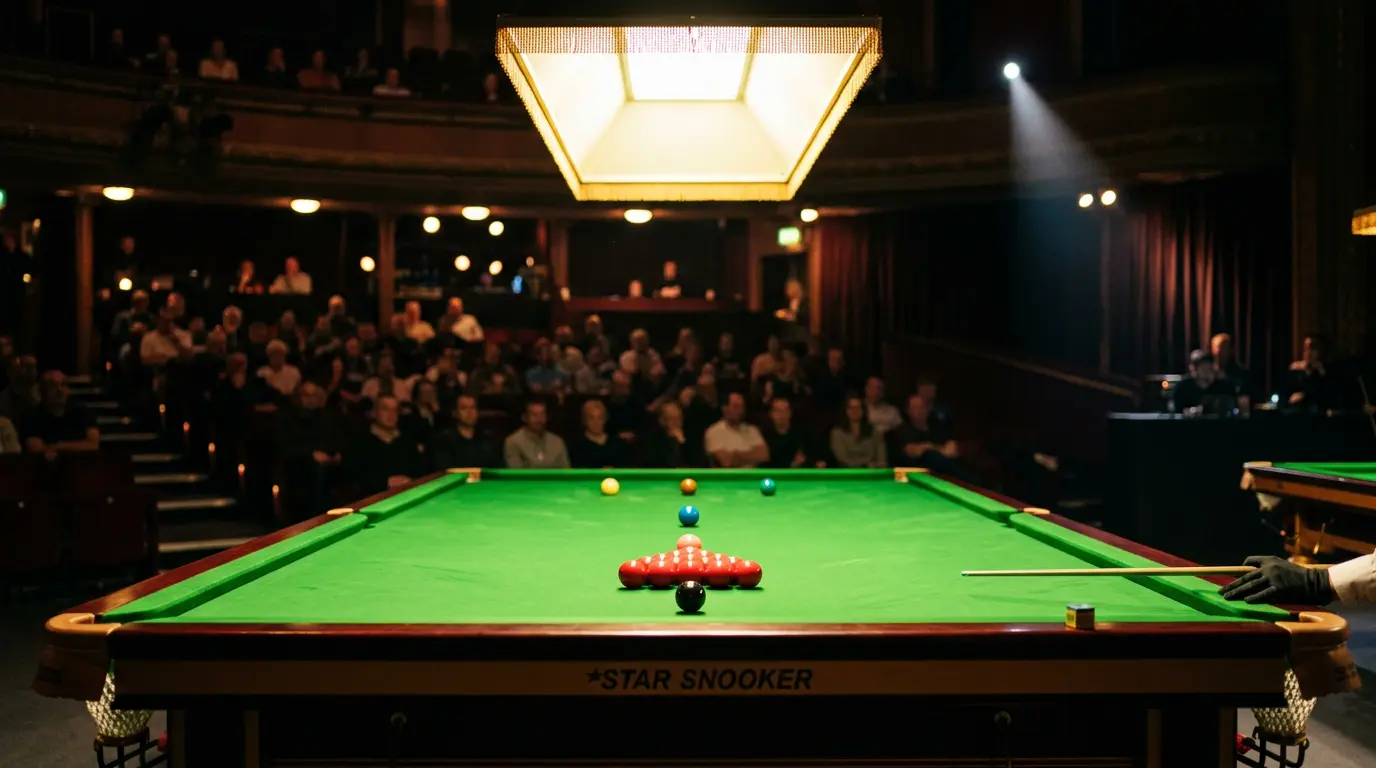Snooker-Tisch im Crucible Theatre Sheffield während der Weltmeisterschaft